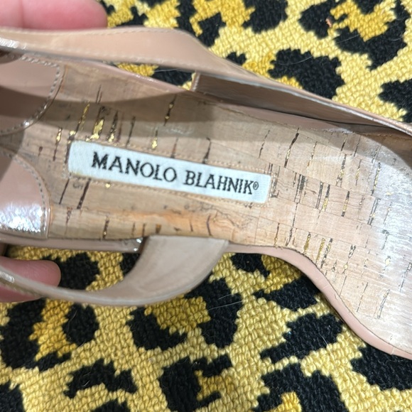 MANOLO BLAHNIK NUDE SLINGBACKS 37.5 - Picture 2 of 6